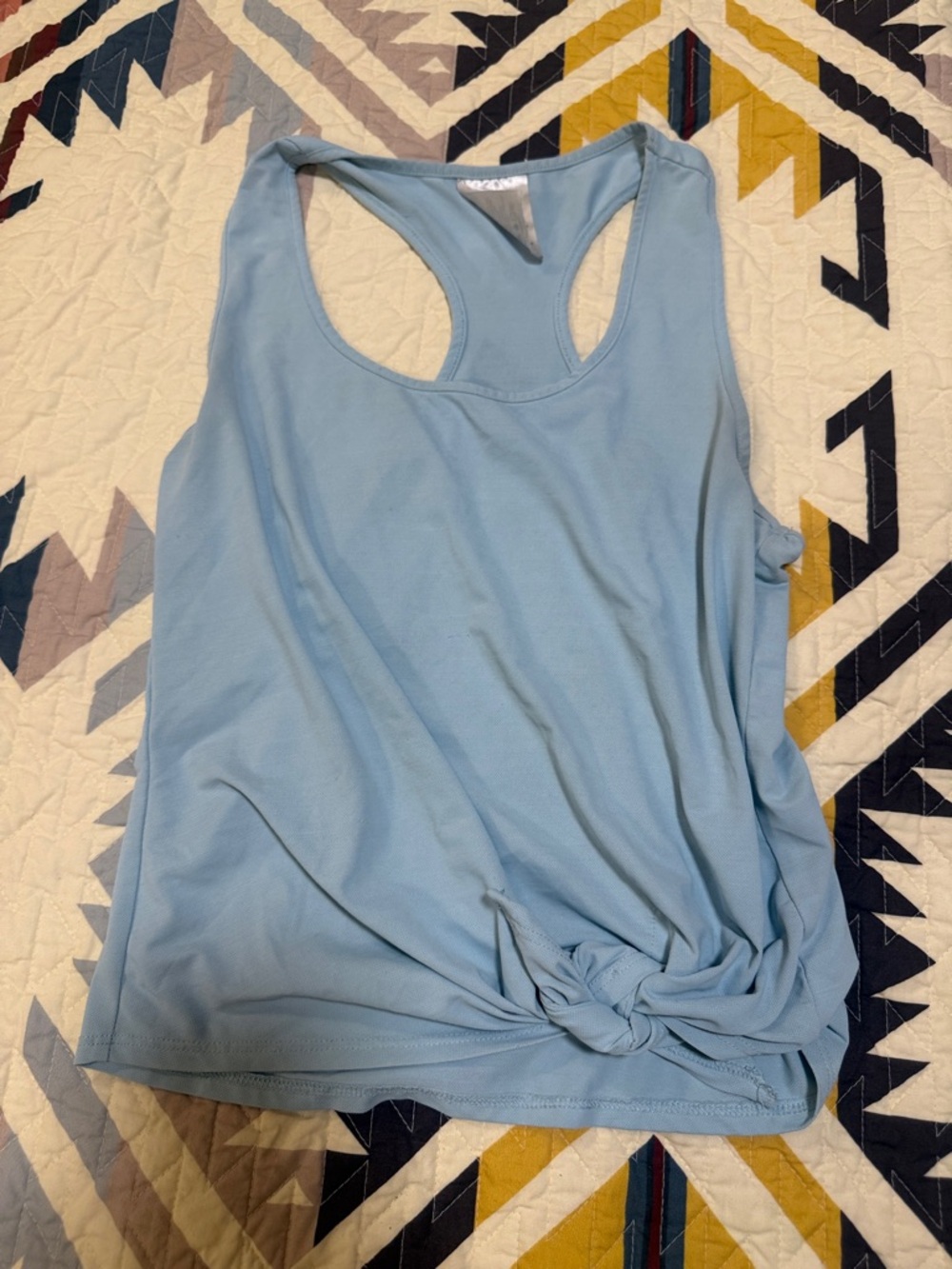 Light Blue Racerback Tank Top with Tie Front